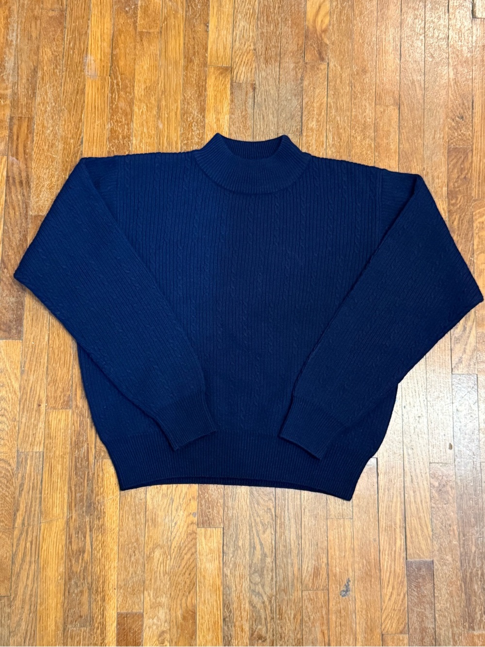 Vintage Liz Claiborne Navy Mock Neck Ribbed Sweater